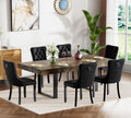 63"-78.7" Extendable Dining Table Set of 6, Rustic Brown Kitchen Dining Table & 6 Upholstered Velvet Chairs with Wood Leg, Modern 7 Piece Wood Expandable Kitchen Table Set