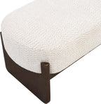 Christopher Knight Home Arden Minimalist Style Rectangular Loop Yarn Fabric Ottoman Bench, Rubberwood Frame, Entryway Bench, Living Room Sofa Extra Seat, End of Bed Footstool, Beige+Brown