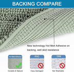 H.VERSAILTEX Bath Mats for Bathroom Non Slip Thick Chenille Striped Bath Rug Absorbent Fluffy Soft Shaggy Rugs Washable Dry Fast Plush Mats for Indoor, Bath Room, Tub - 17" x 24", Sage