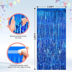 2Pack Blue Tinsel Backdrop Streamers, GCB Party Streamers Backdrop Foil Fringe Curtains for Wedding Birthdays Bachelorette Bridal Baby Shower, Graduation, Engagement Decors, Gender Reveal, Disco Party