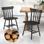 chairus Vintage Black Dining Chairs Set of 6, Farmhouse Windsor Wooden Dining Room Chairs with Turned Spindle Back & Legs, Traditional Colonial Armless Side Kitchen Chairs