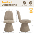 DUOMAY 360° Swivel Dining Chairs Set of 4, Mid Century Modern High Back Linen Upholstered Dining Room Chairs Kitchen Chairs, Armless Chair for Living Room Bedroom Reading, Khaki
