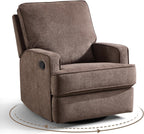 ANJ 360° Swivel Rocker Recliner Chair for Adults, Classic Manual Glider Recliners with Overstuffed Backrest, Upholstered Rocking Reclining Sofa Chair for Living Room, Brown