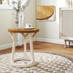 Kinfant Accent Side Table - Vintage Wood End Table Sofa Table with Bottom Shelf for Living Room, Bedroom, Office (1-Pack-White and Brown)