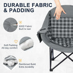 Oversized Camping Chair for Adults, 500 LBS Heavy Duty Folding Chair, Plaid | Big & Tall Adults, Padded Camping Chair, 600D Oxford Fabric, Cup Holder, Side Pocket, Lawn Chair, Beach, Fishing