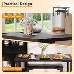 Garvee 3-Piece Dining Table Set, 3-Piece Kitchen Table with 2 Upholstered Benches, Space-Saving Dining Room Set for Breakfast Nook and Small Spaces, Black