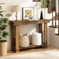 HOKYHOKY Solid Wood Console Table for Entryway, 42.5" Farmhouse Entryway Tables Thickened Tabletop and Legs Rustic Narrow Skinny Behind Couch Sofa Table for Living Room, Hallway, Foyer