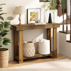 HOKYHOKY Solid Wood Console Table for Entryway, 42.5" Farmhouse Entryway Tables Thickened Tabletop and Legs Rustic Narrow Skinny Behind Couch Sofa Table for Living Room, Hallway, Foyer