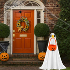 Abbylike Halloween Porch Goose Outfit Ghost Goose Outfit Fall Halloween Geese Costume Clothes with Pumpkin Bag for 23'' Cement Plastic Duck Yard Lawn Statue Decorations