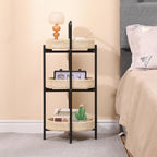 3-Tier Seagrass Woven Side Table, Oval Storage Basket with Trays,Farmhouse Coastal End Table for Living Room, Kitchen, Balcony,Foldable Shelves (Natural)