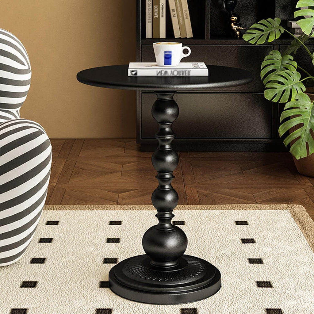 Round Side Table,Carbon Steel End Table,Small Accent Table,for Small Space Living Room Patio,Black