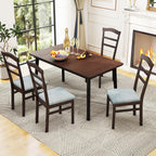 Giantex Wooden Dining Chairs Set of 4, Upholstered Kitchen Chair w/Rubber Wood Frame, Linen Fabric Padded Seat, High Curved Back, Farmhouse Accent Side Chairs for Dining Room Living Room
