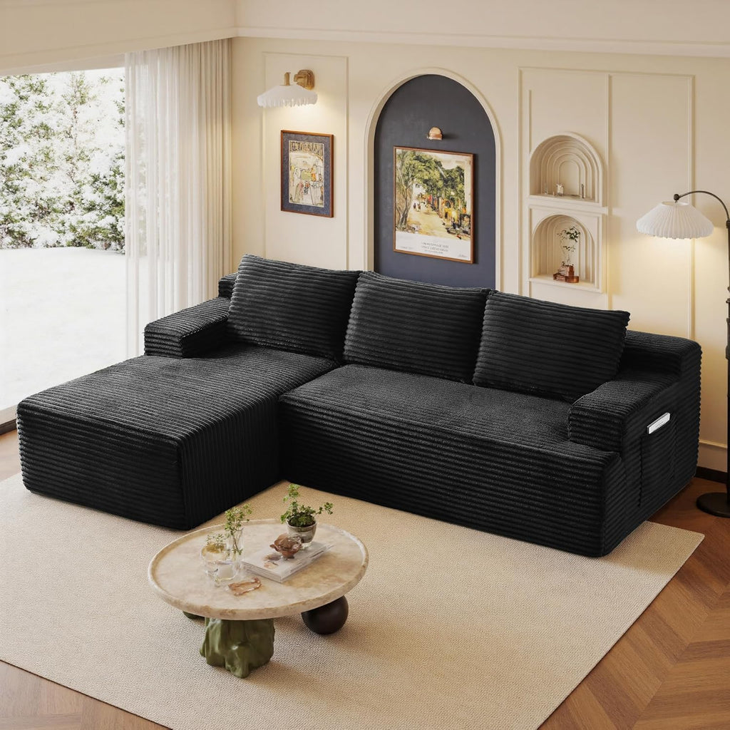 96" Sectional Couches for Living Room Cloud Couch Sofa with L-Shape Upholstered Couchs Modern Modular Sectional Couch with Chaise