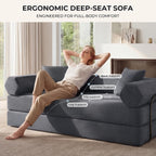 79" Convertible Futon Sofa Bed, Couch for Living Room | Dark Gray | Corduroy Loveseat Sleeper Sofa, Modular Futon Couch with Pocket Spring Core, Pull Out Couch No Assembly