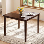 Giantex Dining Table for 4, 35.5" Square Kitchen Table with Solid Rubber Wood Legs, Wooden Dinner Table for Living Dining Room, Dinette, Home Office, Apartment, Walnut