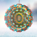 Mandala Wind Spinner - Lucky Star Design | 12-Inch Laser Cut Stainless Steel, Kinetic Hanging Wind Sculpture for Garden, Porch, Patio, Home | Outdoor 3D Metal Windcatcher & Yard Art