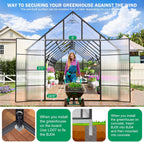 CDCASA 24x10x10 FT Greenhouse for Outdoors, Large Thicker Aluminum Heavy Duty Polycarbonate Greenhouses Kit w/5 Vent Windows, Swing Door, Walk-in Green House for Sunroom Patio,Backyard