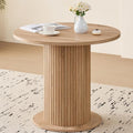 35.5" Round Dining Table for 2 4, Natural | Modern Small Pedestal Kitchen Table Space Saving Round Base Basin for Apartment Dining Living Room Small Spaces Family Party