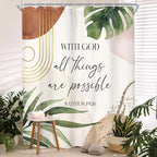 Glawry Boho Bible Verse Shower Curtain Extra Long Inspirational Abstract Scriptures Quotes Palm Leaf Bathroom Mid Century Christian 72Wx78L Inches Bath Accessories Art Home Decor Fabric 12 Pack Hook