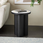 Deco 79 Metal Side End Accent Table End Table with White Marble Tabletop, Side Table 16" x 16" x 20", Black