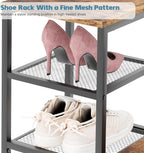 Shoe Rack Bench for Entryway,Free Standing Shoe Storage Organizer for Front Door Entrance,4-Tier Boot Rack Holder Shelf for Closet with Seat,Sturdy Shoe Shelves for High Heels(Brown)