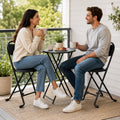 2 Pack Folding Stool with Back, 17 Inch Small Folding Chair, Black Stool with Padded PU Seat, Portable Foldable Stool Chair for Kitchen, Camping, Outdoor, Extra Seating, Black