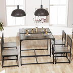 Giantex 3-Piece Dining Table Set for 2, Small Industrial Kitchen Table with 2 Chairs, Metal Frame, Space Saving Dinette Set for Breakfast Nook Dinner Small Space Apartment Living Room, Grey Oak