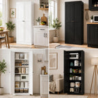 AQY Kitchen Pantry Cabinet,72" White Pantry Storage Cabinet with 5 Tier Adjustable Shelves and 2 Doors,Freestanding Cupboard,Metal Pantry Cabinets with Handle for Living Room Kitchen Assembly Required