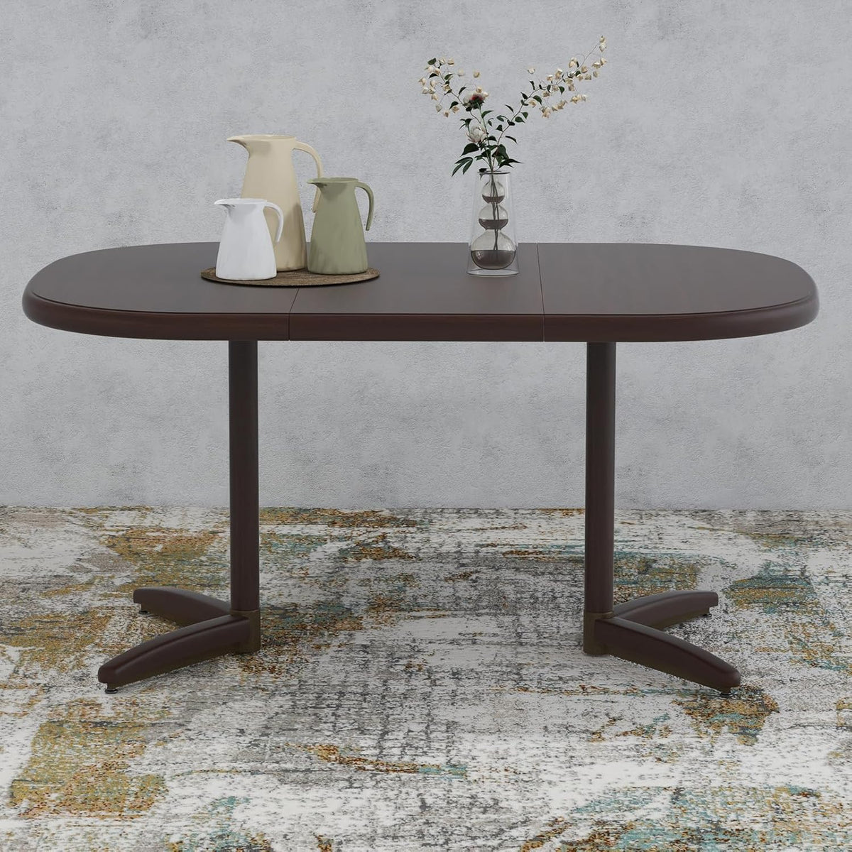 Chromcraft Table for 4 Person and 6 Person, Extendable Wooden Kitchen Room Table with 18" Extension Leaf (Walnut)