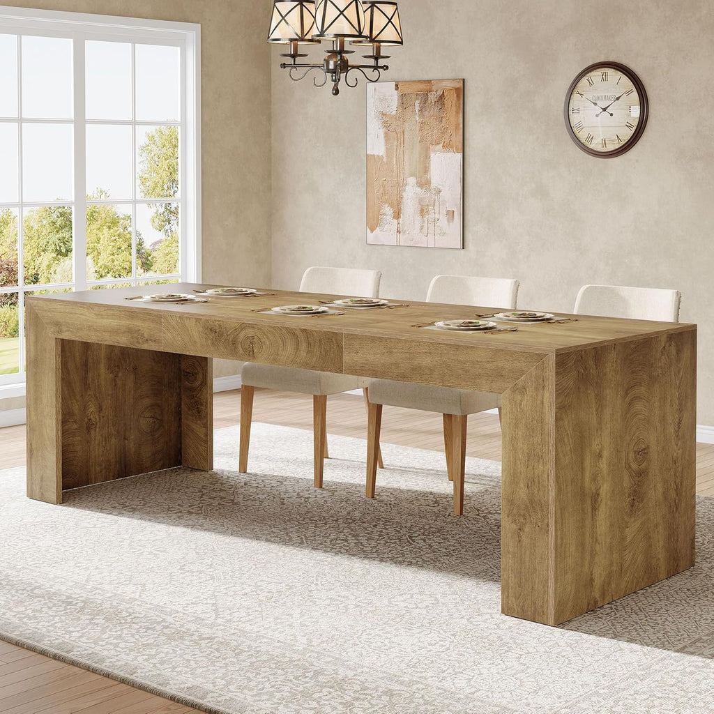 Tribesigns Extra Long Dining Table for 6-8 People, 78.7-Inch Rectangular Kitchen Table with Wooden Tabletop and Legs for Kitchen, Dining Room, Living Room, Heavy Duty, Brown