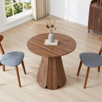 31.5" Round Dining Table for 2-4 People, Modern Small Kitchen & Dining Room Table with Pedestal Base, Space Saving Farmhouse Wood Table for Apartment & Small Spaces, Walnut