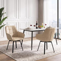 TUKAILAi Swivel Dining Chairs Set of 2, Faux Leather Dining Chairs with Arms & Metal Legs, Upholstered Mid Century Rotatable Kitchen Chairs for Living Room Bedroom Kitchen Restaurant (Cream)