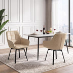 TUKAILAi Swivel Dining Chairs Set of 2, Faux Leather Dining Chairs with Arms & Metal Legs, Upholstered Mid Century Rotatable Kitchen Chairs for Living Room Bedroom Kitchen Restaurant (Cream)