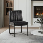 SIMTONAL Black Dining Chairs Set of 4, Modern Comfortable Upholstered Chairs, PU Leather Kitchen & Dining Room Chair with Black Finish Metal Frame
