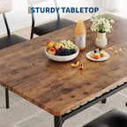 GarveeHome Dining Table Set for 4 with Storage Rack, Brown | 5-Piece Kitchen Table and Upholstered Chairs, Wood Tabletop, Heavy-Duty Metel Frame, for Small Space, Apartment, Kitchen Room