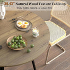 Round Dining Table 36" Wood Kitchen Table with Black Metal Legs, Modern Small Circular Kitchen Table for 2-4 People, Space Saving for Dining Room Apartment Kitchen