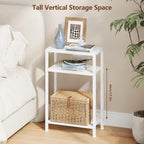 Heybly Small Narrow Side Table for Small Space, Thin Bedside Table, Skinny End Table, Slim Sofa Table, 26.4" Tall Nightstand, Couch Table for Living Room, Bedroom, Study, Balcony, White, HET006WT1