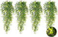 RECUTMS Pack of 4 Ferns Artificial Plants Large Artificial Hanging Plants Faux Ivy Vine Fake Greenery Wall Plants with LED Lights for Room Garden Patio Porch Bathroom Kitchen Decor (Green)
