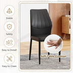 Modern Dining Chairs Set of 4，Black Dining Room Chairs Set, Comfy Kitchen Faux Leather Upholstered Chairs with Mental Legs， Easy Assembly