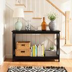 ZENY Console Table, Entryway Table, Narrow Sofa Table with 2-Tier Shelves, Entrance Table for Living Room, Entryway, Hallway, Foyer (Black, 11.8" D x 47" W x 31.7" H)