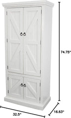 American Heartland Rustic Double Door Pantry, Bright White