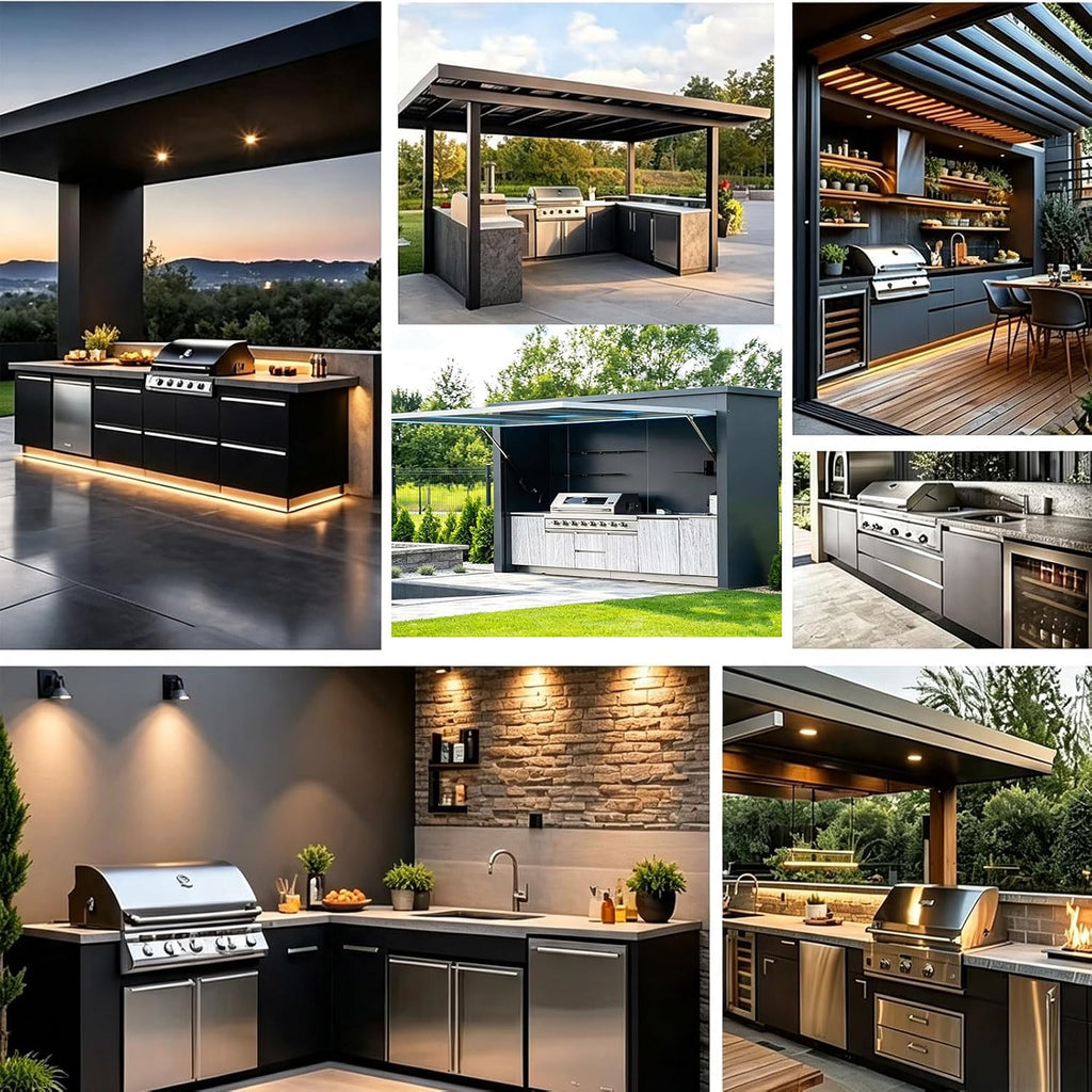 Outdoor Kitchen Stainless Steel Cooking Station Commercial BBQ Cabinet | Outdoor Kitchen Unit with Expandable Cooking Space and Service Counter for Catering Projects Event Food Service Vendor Setup