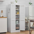 Metal Pantry Cabinet, Freestanding Kitchen Storage Cabinet with Doors and 4 Adjustable Shelves, Narrow Tall Food Pantry for Dining Room, Laundry Room,61-Inch White