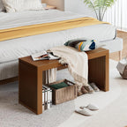 APRTAT Bamboo Dining Bench Indoor Long Entryway Shoe Rack Bench,Outdoor Modern Wood Benches 35 Inch Bamboo Bench for Living Room Hallway Bedroom Bathroom