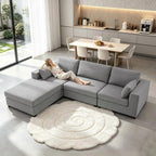 Oversized L Shaped Sectional Couch for Living Room, Extra Wide Deep Seat Couch with Covers Removable, Modern Luxury Chenille Modular Sectional Sofa, Cloud Couch for Apartment, Light Gray