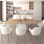 78.74"-62.99" Extendable Rectangle Dining Table for 6-10 Person,White Pedestal Base for Kitchen Meeting Room Small Space,Easy Assembly,Oak
