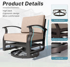 Kurapika 5 Pieces Patio Furniture Set, Outdoor Aluminum Swivel Gliders Rocker, Patio Bistro Set Rocking Chair with Thickened Cushions and Side Table(Sand)