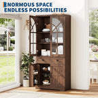 IDEALHOUSE 71.9" Tall Storage Cabinet with 30mm Thickened Board, Tempered Glass Doors & Anti-Tipping Kit, Pantry Storage Cabinet for Kitchen, Dining Room, Living Room