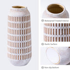 Rustic Ceramic Flower Vase, Terracotta Farmhouse Decorative Vintage Vases, Stone Clay Floral Vase, Concrete Grey Home Decor Vases for Living Room, Entryway, Kitchen, Bedroom, Bathroom Shelf 9.6 Inch