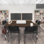 Regency Kee 60 x 24 in. Height Adjustable Classroom Activity Table- Neo Walnut Top & Black Base